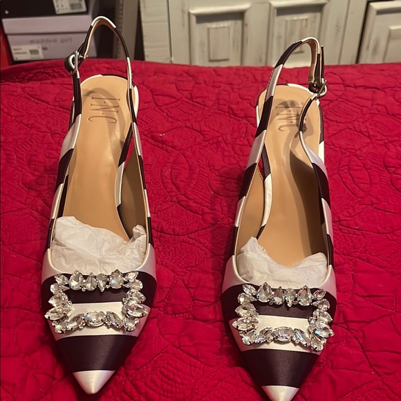 INC International Concepts Black and White Slingback Heels - Picture 1 of 3